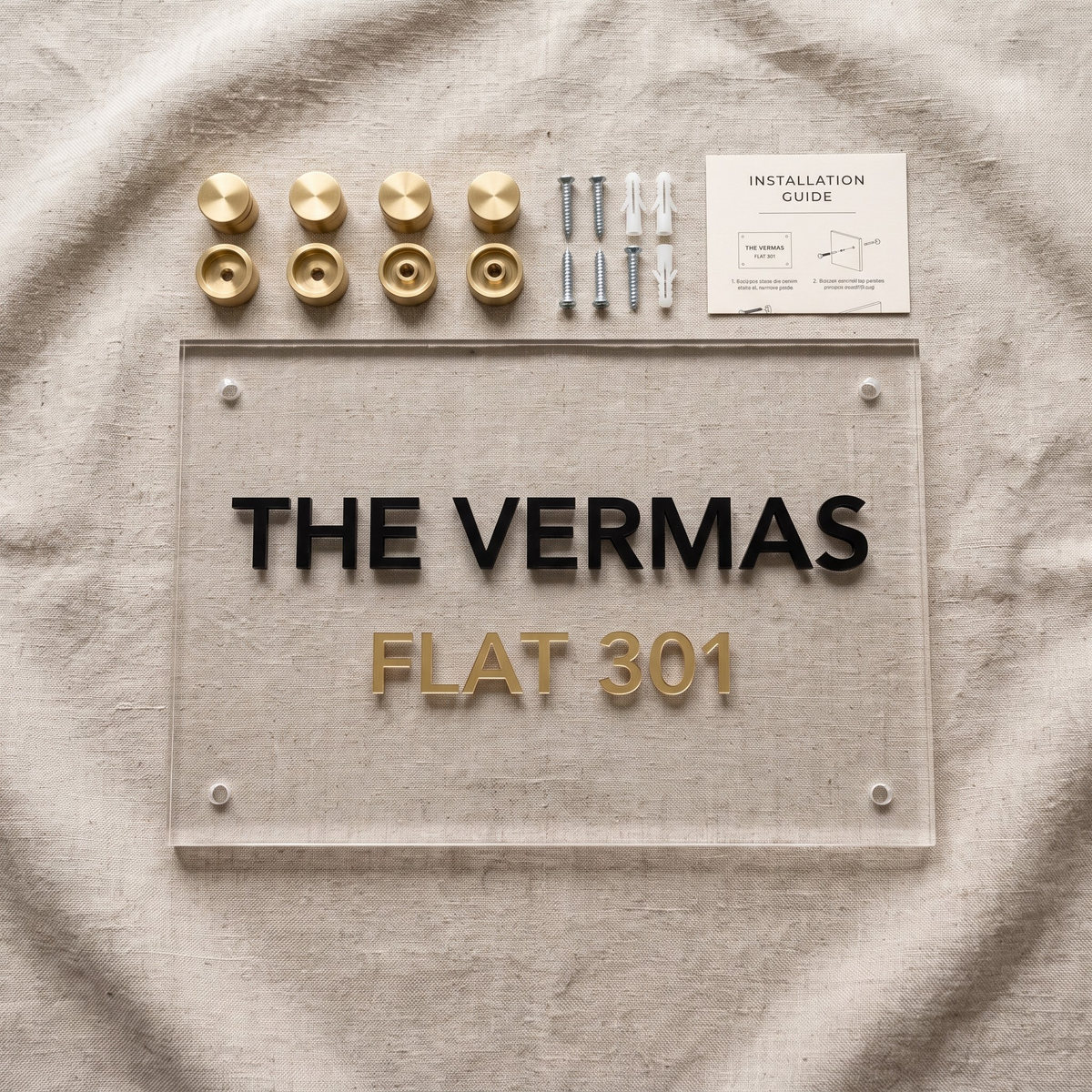 The Minimalist Villa — Crystal-Clear Floating 3D Acrylic House Nameplate