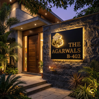 The Divine Shubh-Labh — 3D Acrylic LED House Nameplate with Sacred Ganesha Motif