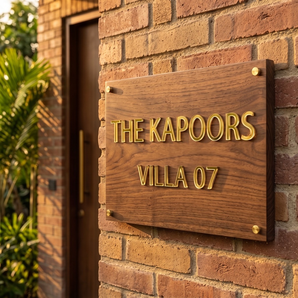 The Artisan Walnut — Handcrafted 3D Laser-Cut Acrylic Wood Pattern Nameplate