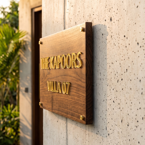 The Artisan Walnut — Handcrafted 3D Laser-Cut Acrylic Wood Pattern Nameplate