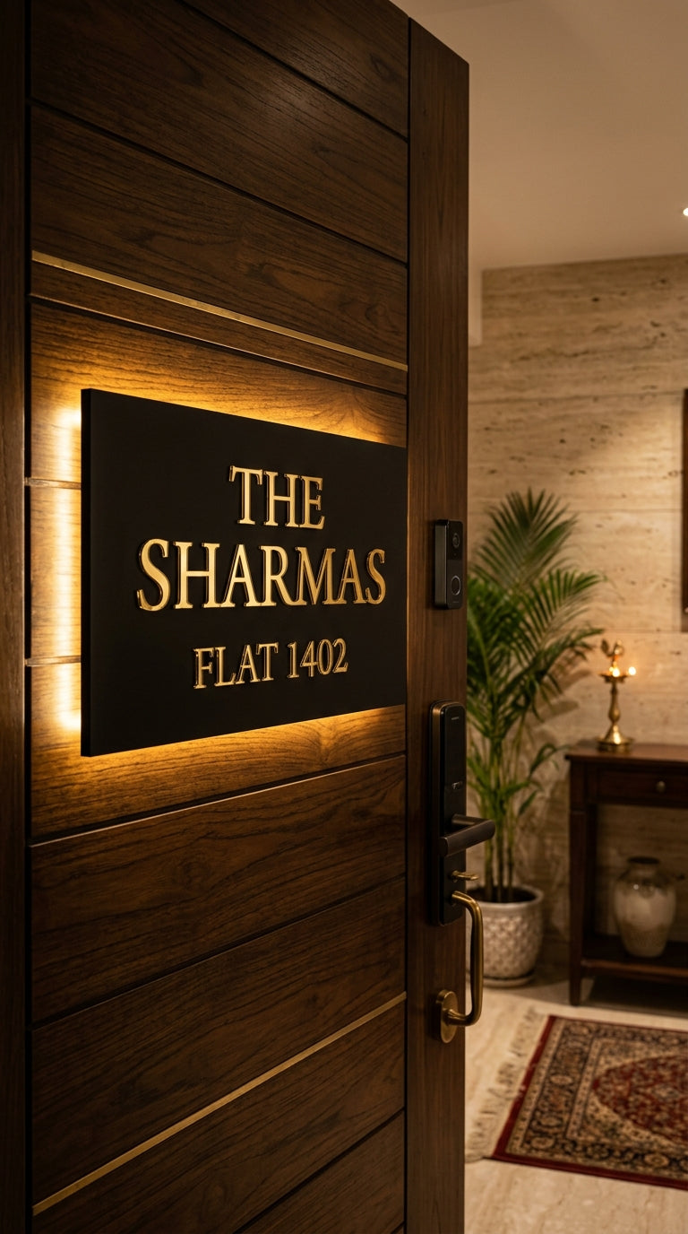 Bespoke Architectural LED Entrance Nameplate at Night